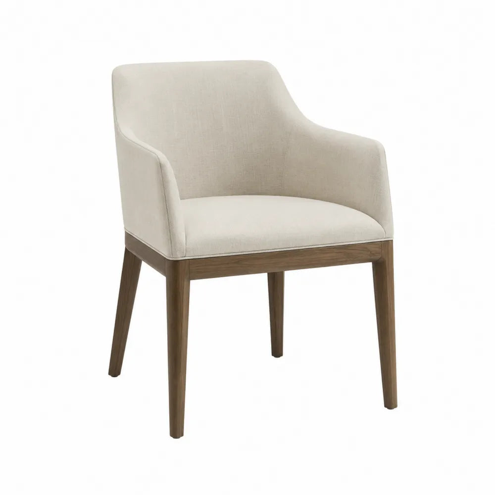Chaise de salle à manger en bois et lin beige 85cm
