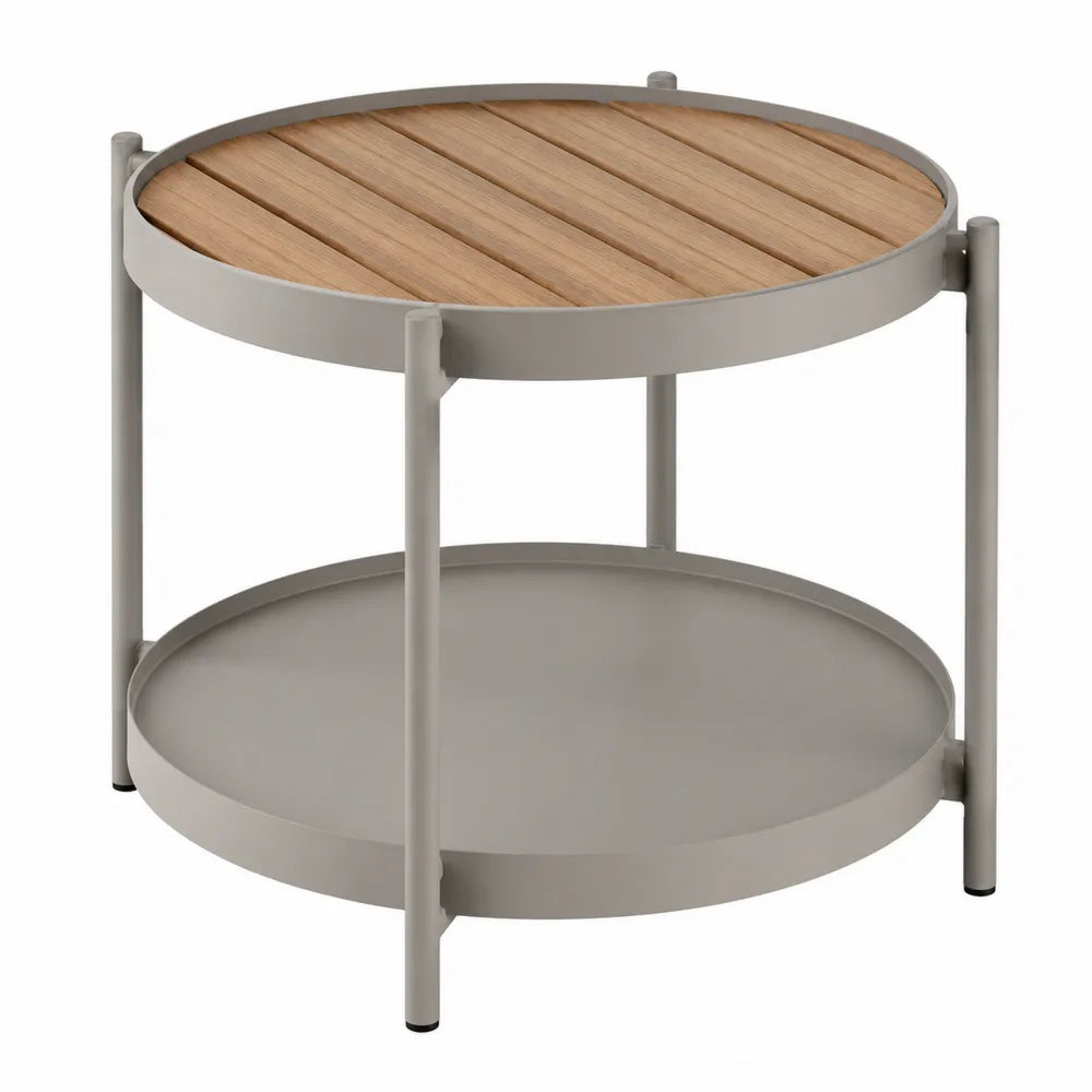 Table ronde en métal et bois de teck 50 cm