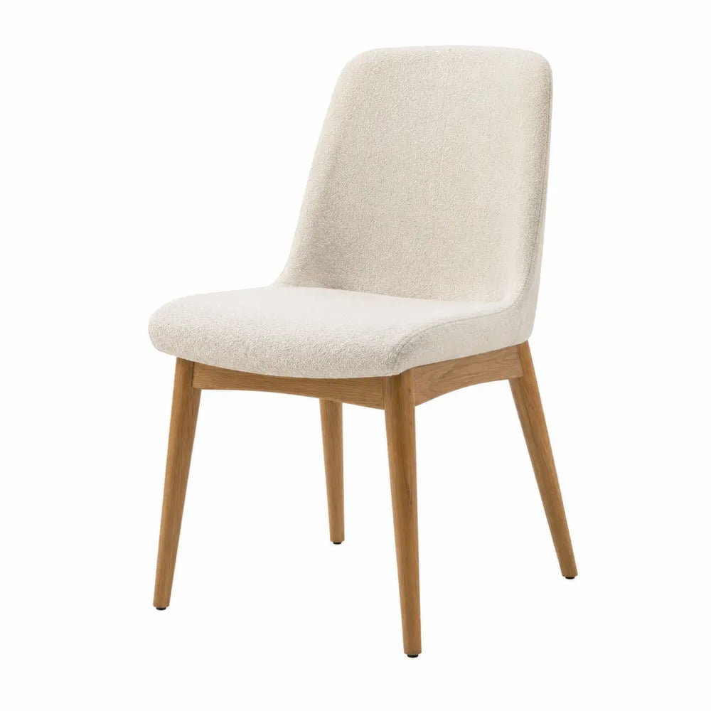 Chaise en tissu crème avec pieds en bois