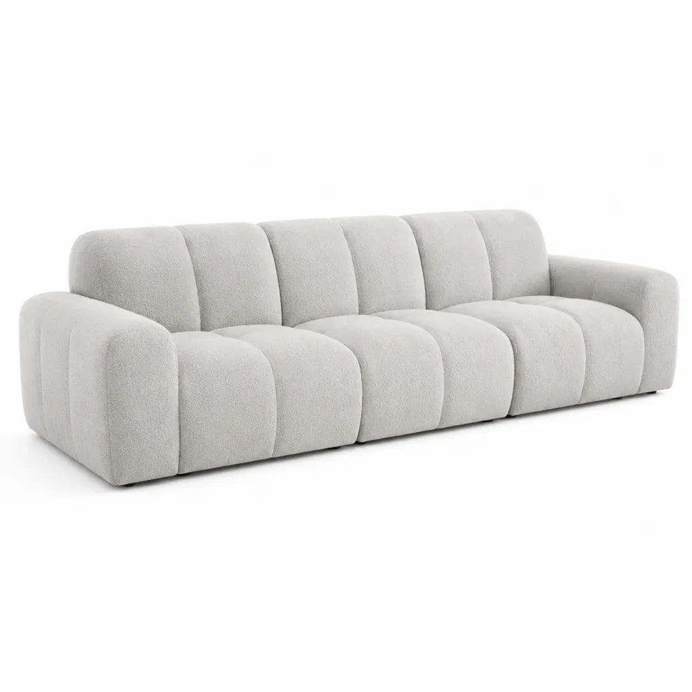 Canapé modulaire en tissu bouclé gris clair 300 cm