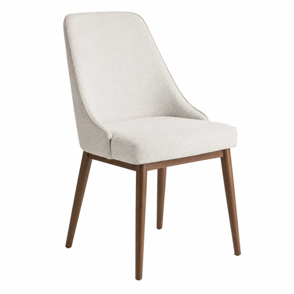 Chaise en bois et tissu polyester beige, 85 cm