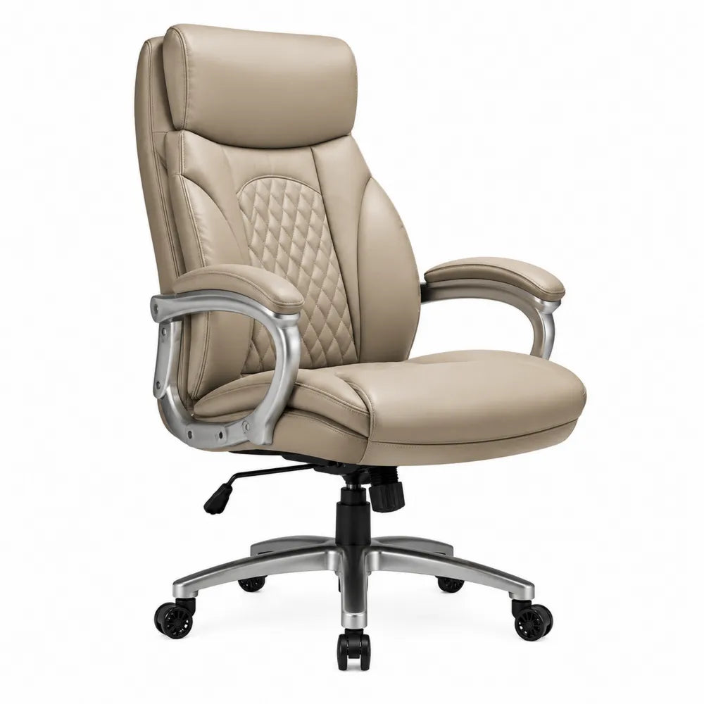 Chaise de bureau en cuir synthétique beige
