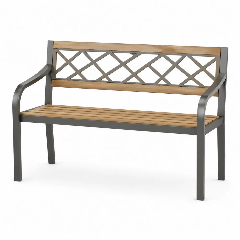 Banc de jardin en métal et acacia 120 cm