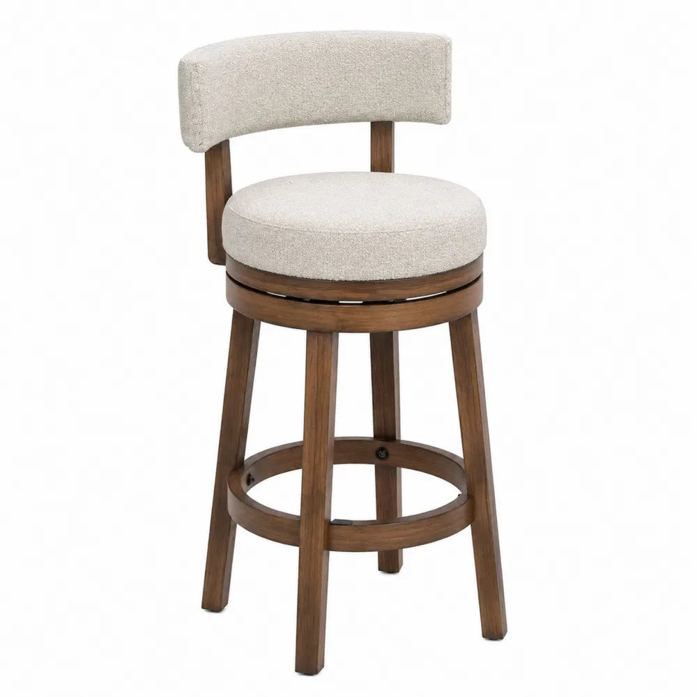 Tabouret de bar en bois et tissu polyester beige