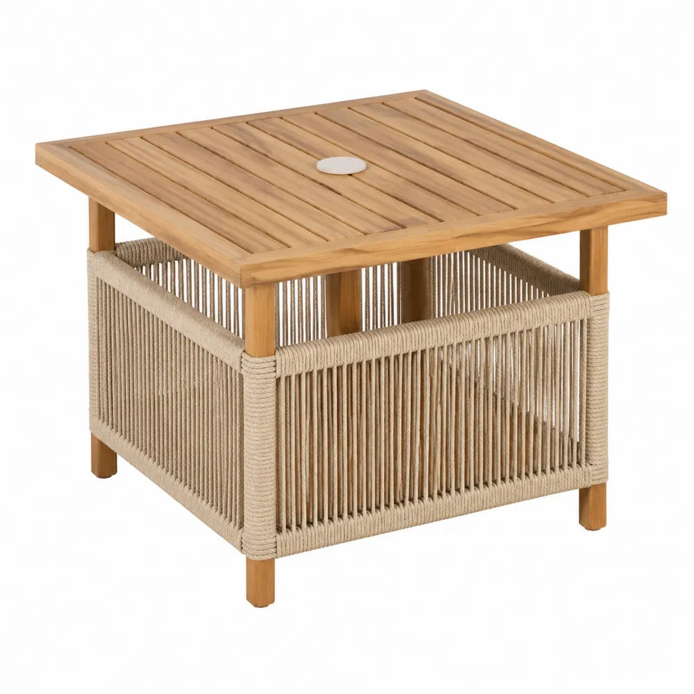 Table basse carrée en bois et corde 50x50x45 cm