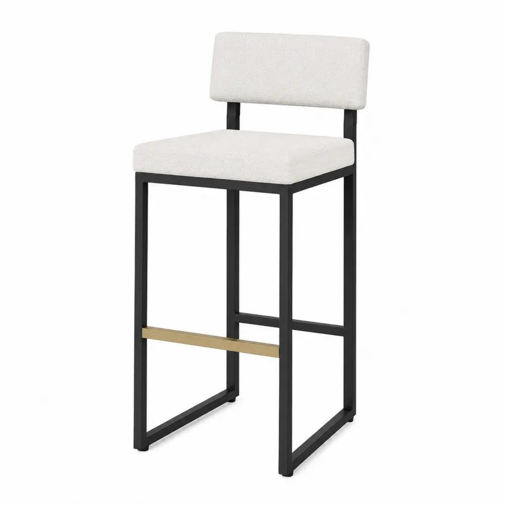Tabouret de bar en métal et tissu polyester blanc 75cm