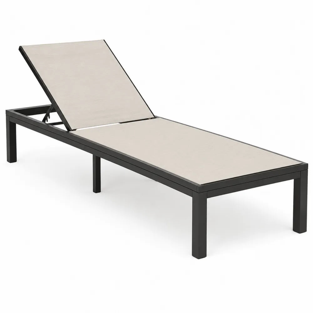 Chaise longue en aluminium et textilène beige