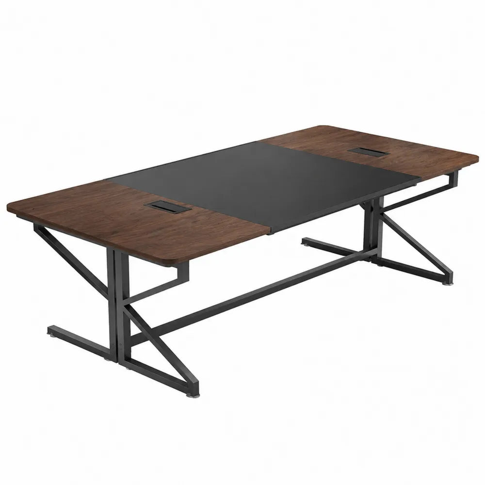 Table de réunion en bois et métal 200x120x75 cm