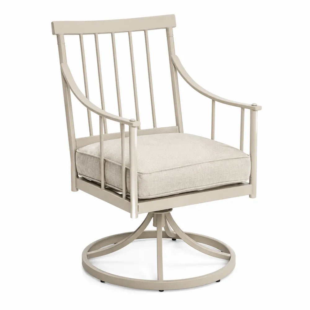 Chaise pivotante en aluminium beige avec coussin