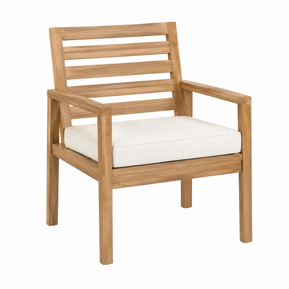 Chaise d'extérieur en teck et polyester