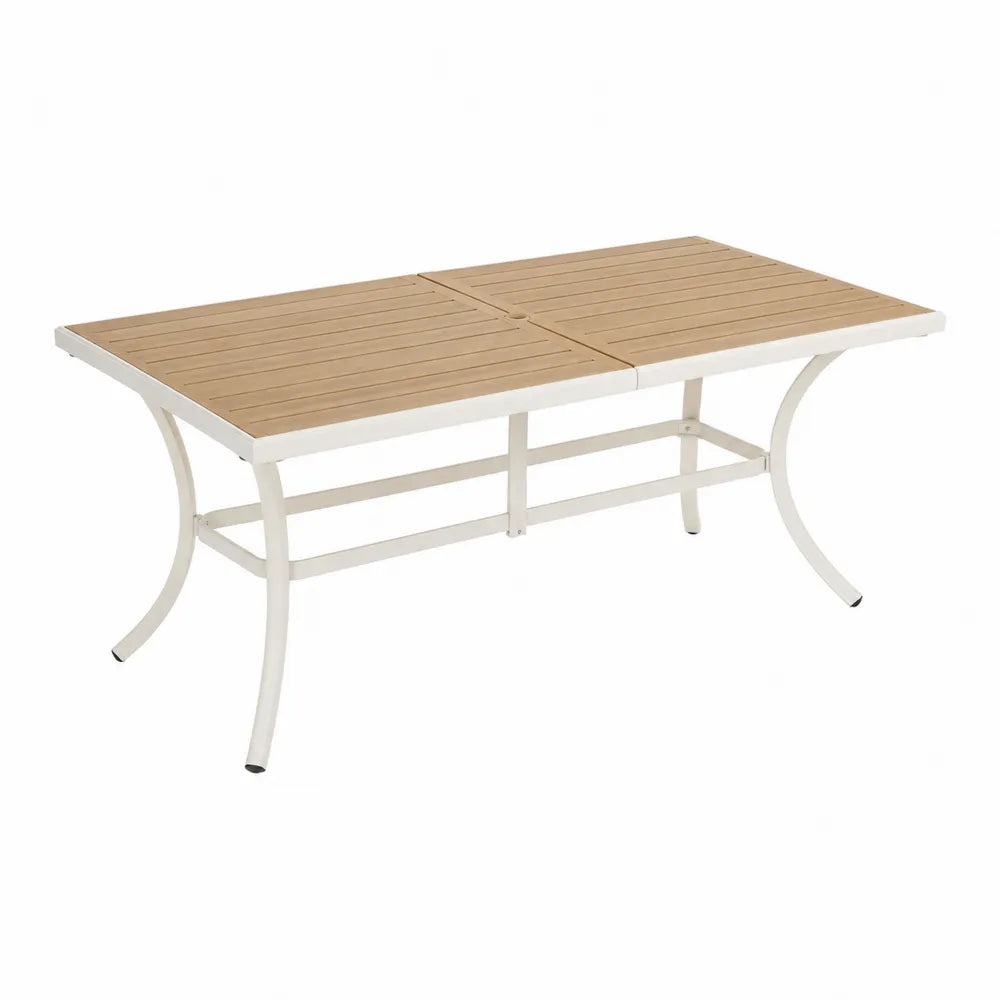 Table de jardin rectangulaire en aluminium blanc et polywood 160 cm
