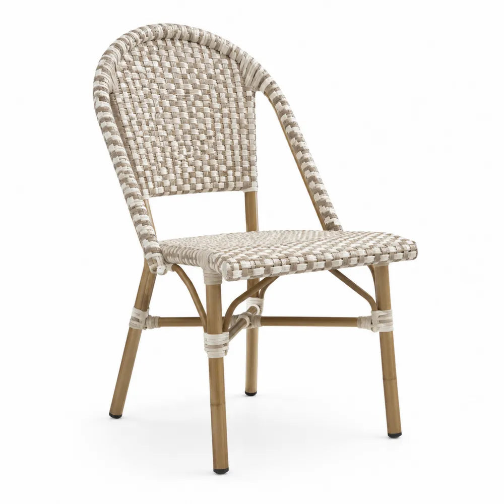 Chaise en rotin synthétique et aluminium beige