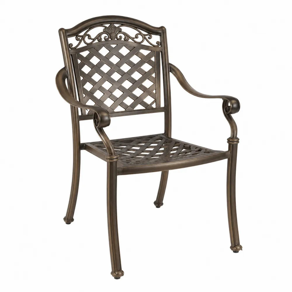 Chaise d'extérieur en aluminium bronze design ajouré