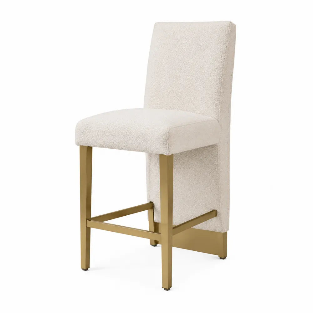 Tabouret de bar en tissu et métal doré