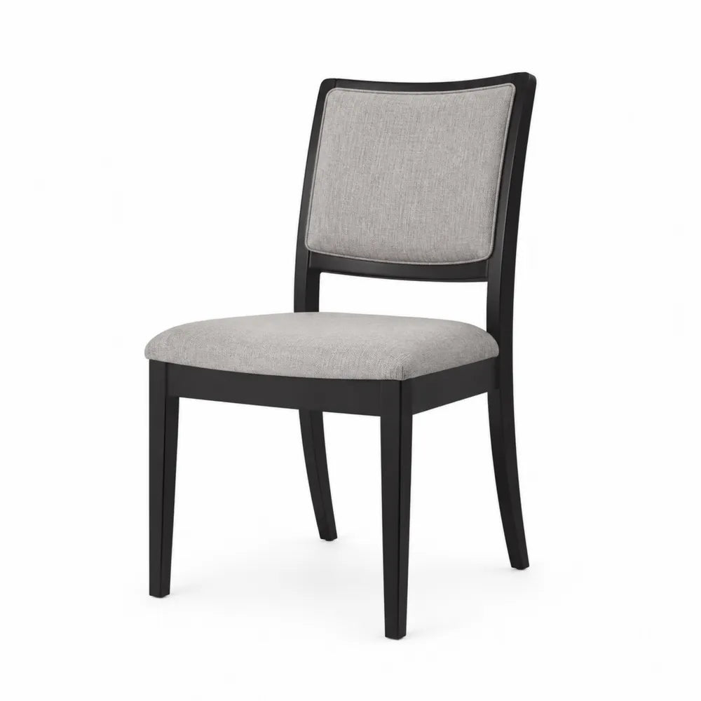 Chaise en bois noir avec assise en tissu polyester gris