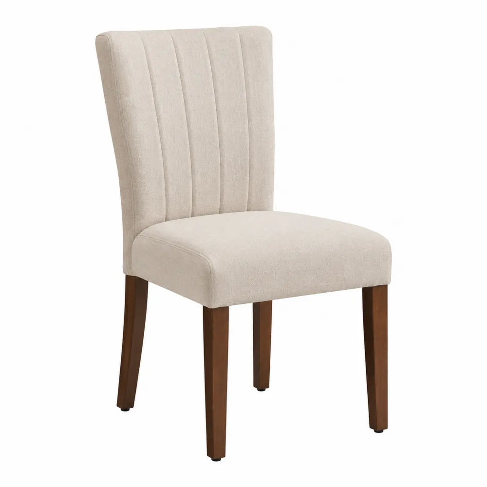 Chaise en bois massif avec revêtement en polyester beige